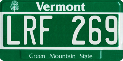VT license plate LRF269