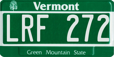 VT license plate LRF272