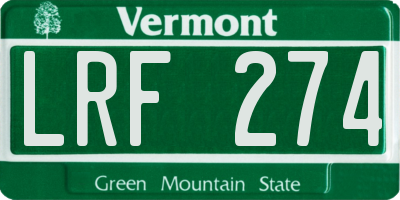 VT license plate LRF274