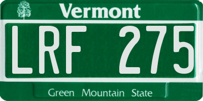 VT license plate LRF275