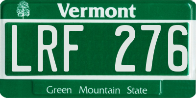 VT license plate LRF276