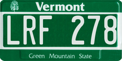 VT license plate LRF278