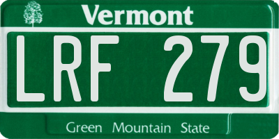 VT license plate LRF279