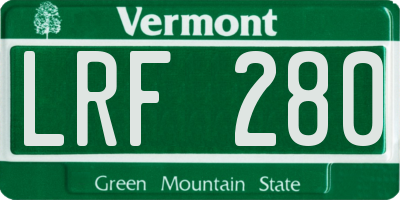 VT license plate LRF280