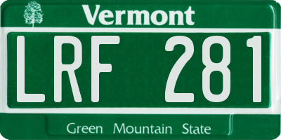 VT license plate LRF281