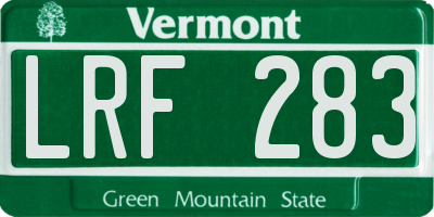 VT license plate LRF283