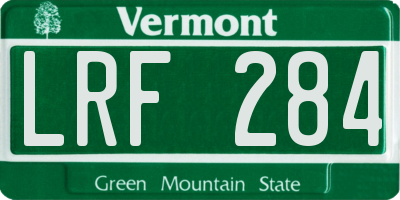 VT license plate LRF284