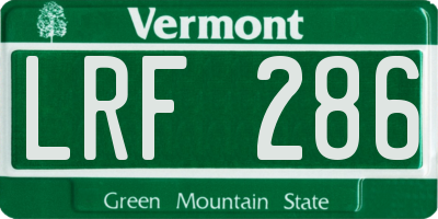 VT license plate LRF286