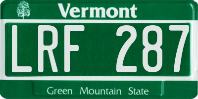 VT license plate LRF287