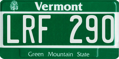 VT license plate LRF290