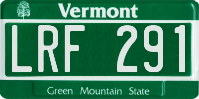 VT license plate LRF291