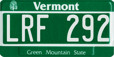 VT license plate LRF292