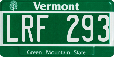 VT license plate LRF293