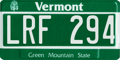 VT license plate LRF294