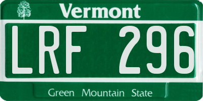 VT license plate LRF296