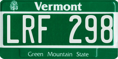 VT license plate LRF298