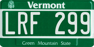 VT license plate LRF299