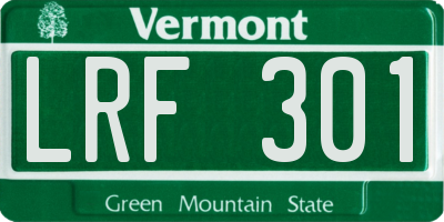 VT license plate LRF301