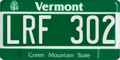 VT license plate LRF302