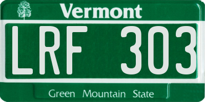 VT license plate LRF303