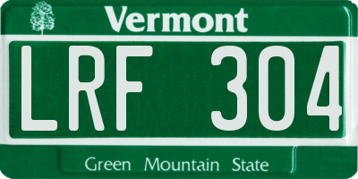 VT license plate LRF304