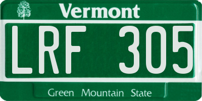 VT license plate LRF305