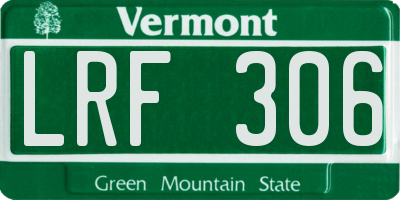 VT license plate LRF306