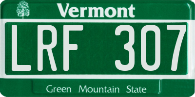 VT license plate LRF307