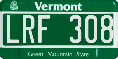 VT license plate LRF308