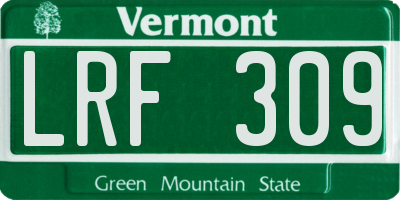 VT license plate LRF309