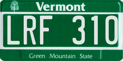 VT license plate LRF310