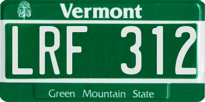 VT license plate LRF312