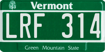 VT license plate LRF314