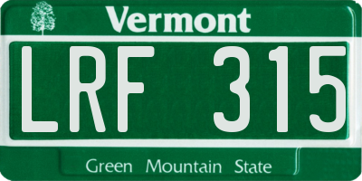 VT license plate LRF315