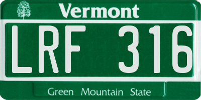 VT license plate LRF316