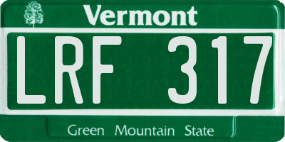 VT license plate LRF317