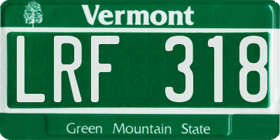 VT license plate LRF318