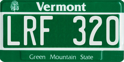 VT license plate LRF320