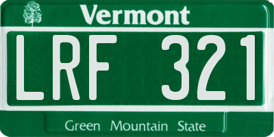 VT license plate LRF321