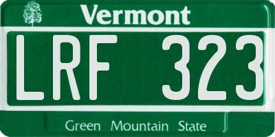 VT license plate LRF323