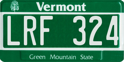 VT license plate LRF324