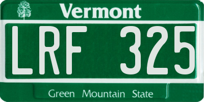 VT license plate LRF325