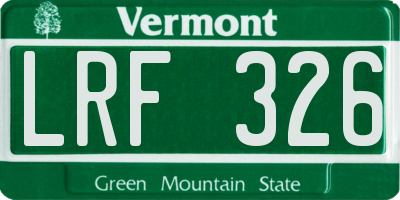 VT license plate LRF326