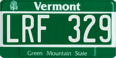 VT license plate LRF329
