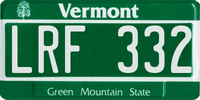 VT license plate LRF332