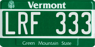 VT license plate LRF333