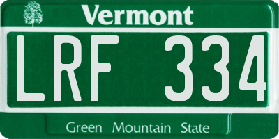 VT license plate LRF334