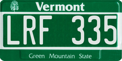 VT license plate LRF335