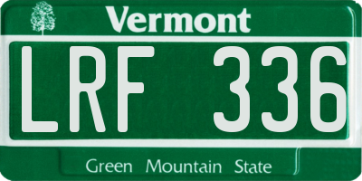 VT license plate LRF336