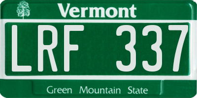 VT license plate LRF337